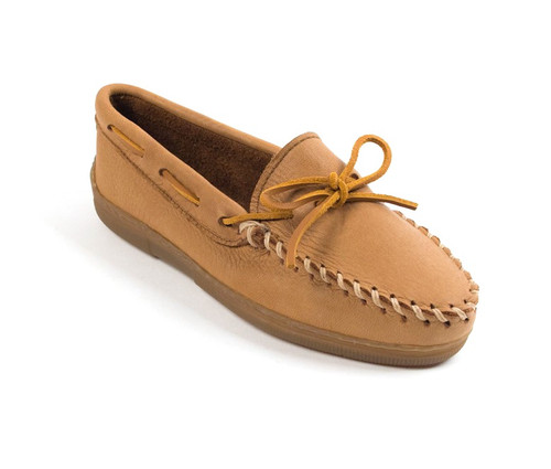 Natural moosehide classic moc by Minnetonka.