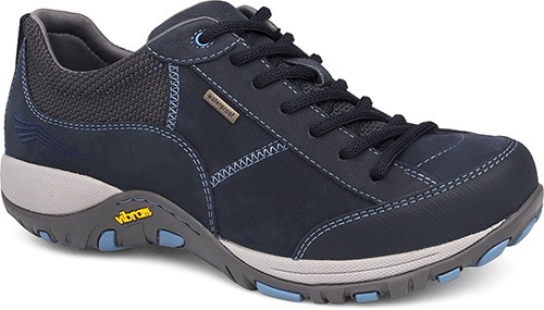 Navy suede lace with waterproof leathers by Dansko. Navy suede lace with waterproof leathers by Dansko.