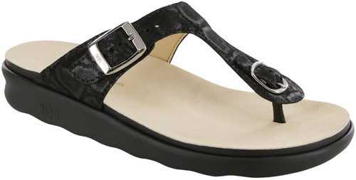 Nero Snake sandal with functional buckle by Sas.