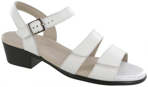 White Lizard low heel dress sandal from Sas.