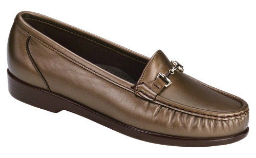 Bronze moccasin with removable footbed by Sas.