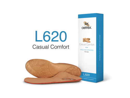 Aetrex Casual Comfort Orthotics are designed for everyday wear and provides optimal support and cushioning. This orthotic features our signature Aetrex Arch Support to help biomechanically align your body & help prevent common foot pain such as Plantar Fasciitis, Arch Pain and Metatarsalgia.