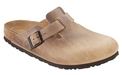 Tobacco brown clog with cork footbed by Birkenstock.