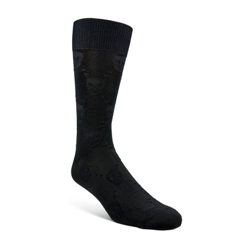 Stacy Adams Socks Tonal Skull Crew - Black