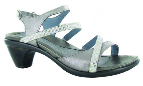 Backstrap dress sandal with cork footbed by Naot. Backstrap dress sandal with cork footbed by Naot.