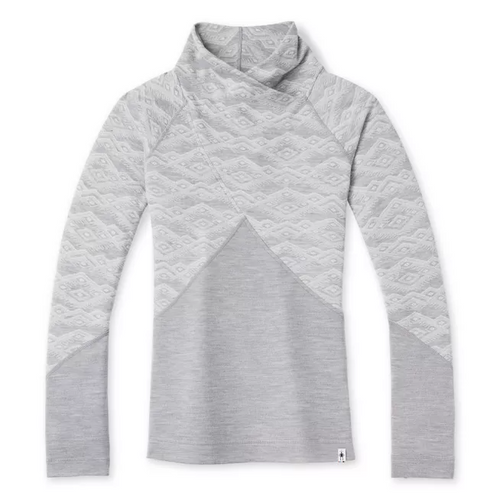 Smartwool Women's Merino 250 Crossover Neck Top - Light Gray Mountain Fairisle