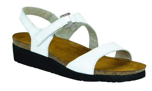 two strap sandal with a rhinestone accented hook & loop strap at the instep and a backstrap