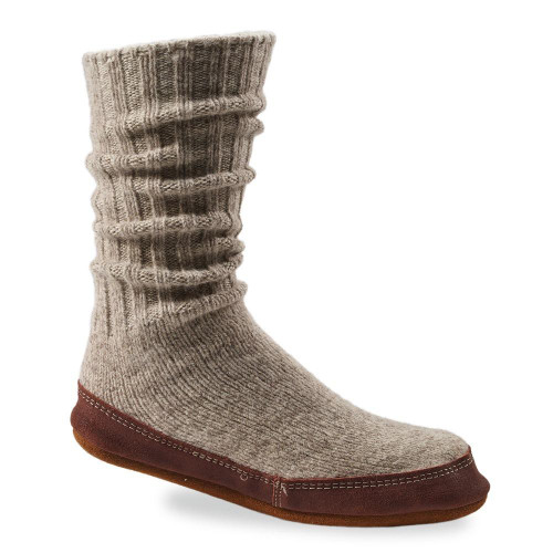 Acorn Original Slipper Sock - Light Grey Rag Wool