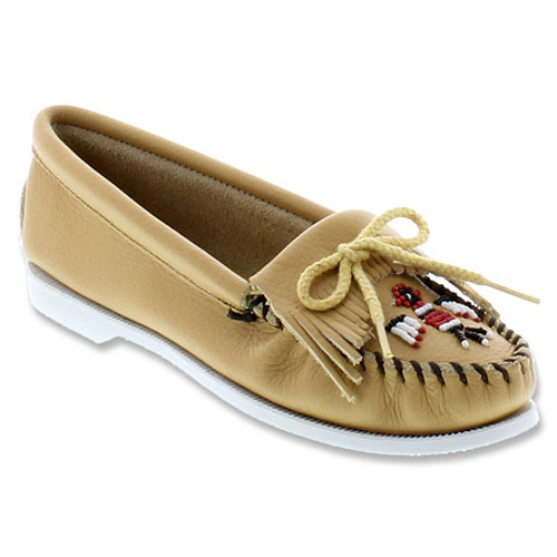 Minnetonka Women's Thunderbird Boat Moc Smooth Leather - Natural