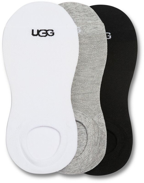 Ugg Women's Stela No Show 3 Pack Sock - White/Grey/Black