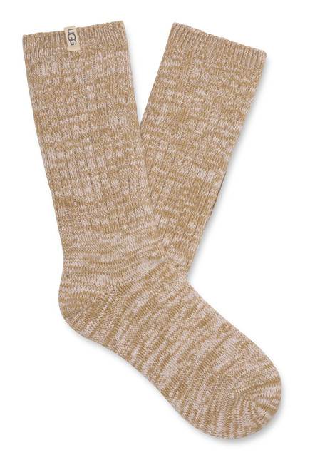 Ugg Women's Rib Knit Slouchy Crew Sock - Sand