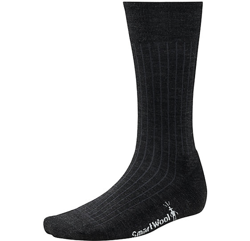 Charcoal Ribbed crew sock made with Merino wool by Smartwool. Charcoal Ribbed crew sock made with Merino wool by Smartwool.