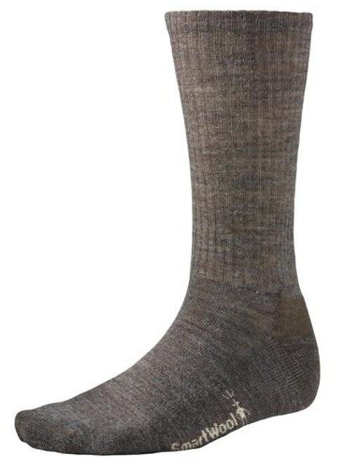 Taupe ribbed sock made with Merino wool by Smartwool.