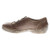 Brown  leather slip on with decorative elastic laces.