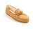 Tan pile lined hardsole moc for women by Minnetonka.