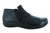 Soft black slip on shoe boot with removable cork footbed by Naot.