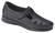 Black leather upper with adjustable leather strap by Sas.