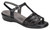 Black snake T-strap sandal by Sas.