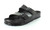 Synthetic black two strap sandal by Birkenstock.