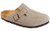 Taupe suede soft footbed clog by Birkenstock.