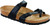 Black synthetic sandal with cork footbed by Birkenstock.