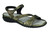 Metal sandal with padded backstrap and removable cork footbed by Naot.