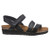 Black matte three strap sandal by Naot.