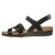 Black patent three strap sandal by Naot.