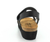 Black matte three strap sandals with cork footbed by Naot.