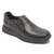 Black slip on casual dress shoe with memory foam insole by Rockport.