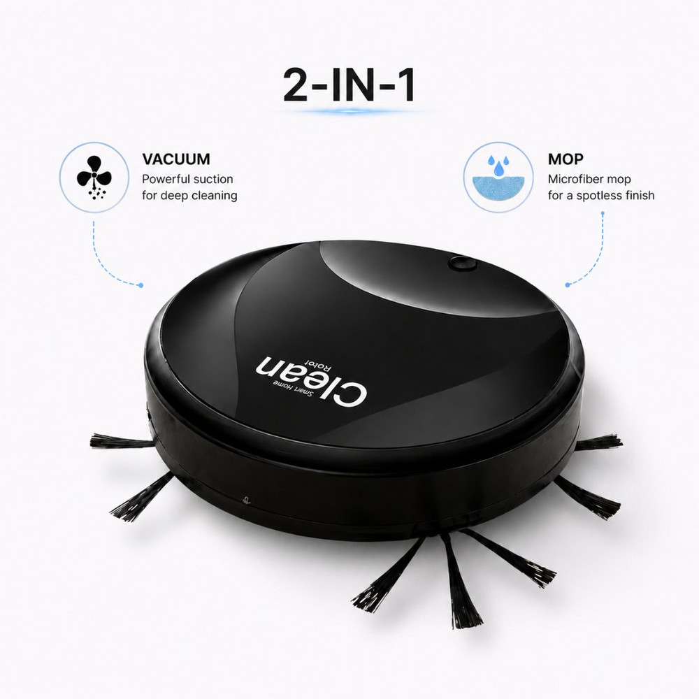 Robot aspirador compacto · recargable por USB con mopa