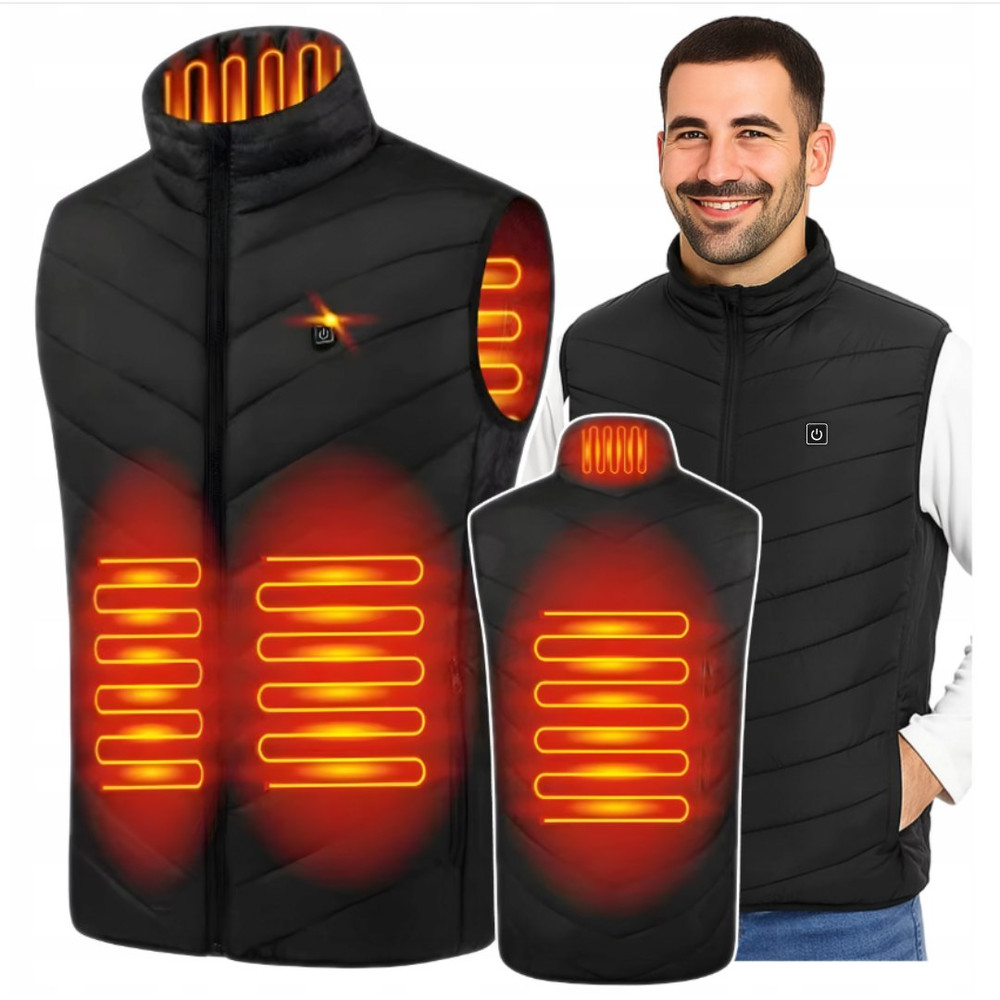 Chaleco calefactable por USB · 3 zonas de calor y 3 niveles
