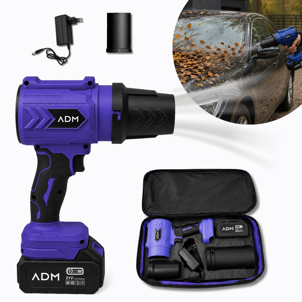 Soplador inalámbrico ADM de 400 W · 21 V para hojas y taller