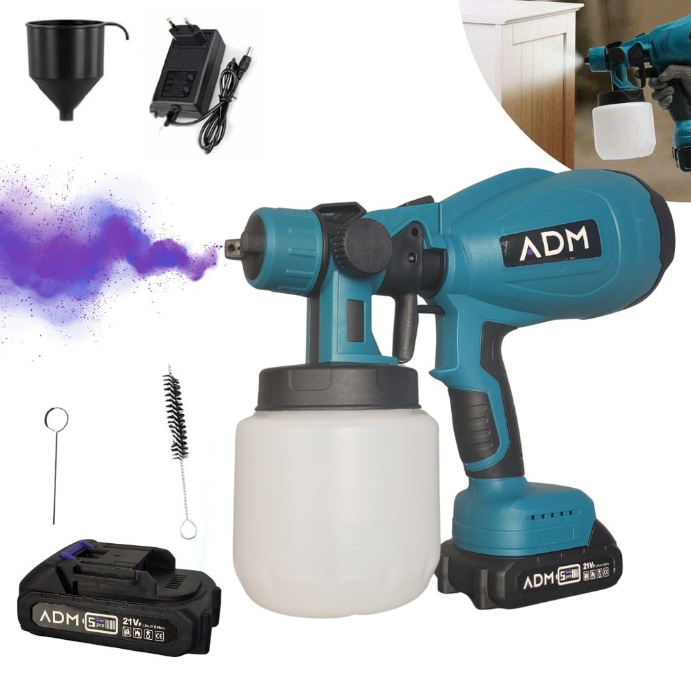 Pistola de pintura inalámbrica ADM 21 V · con 2 baterías de litio