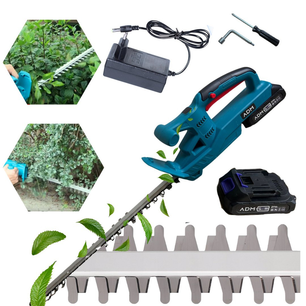 Cortasetos inalámbrico ADM 21 V · motor sin escobillas y cuchilla de 52 cm