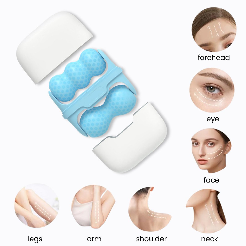 Rodillo facial frío en W y V · con perlas refrigerantes