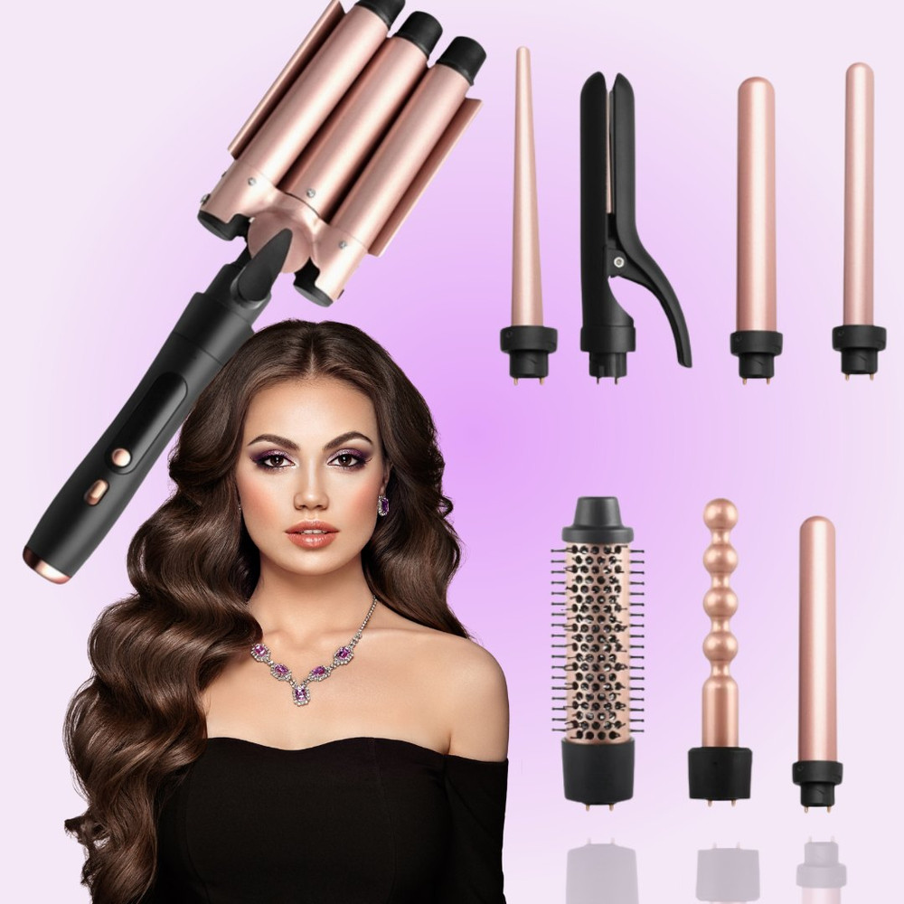 Set moldeador de pelo 8 en 1 · rizador y ondulador de 45 W