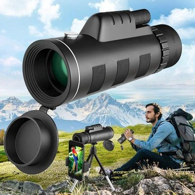 Telescopio monocular 40x60 para móvil · con trípode y soporte