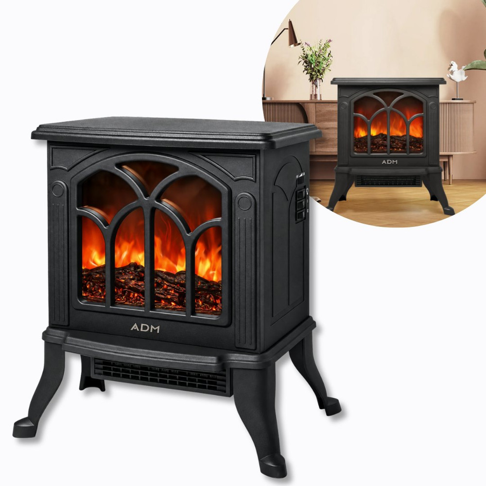 Chimenea eléctrica ADM 1500 W · Efecto llama 3D y termostato