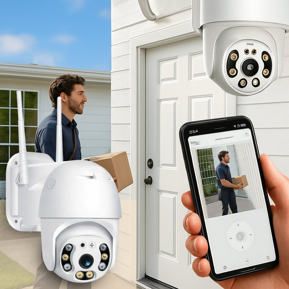 Cámara exterior WiFi motorizada · Full HD, IP66 y visión nocturna