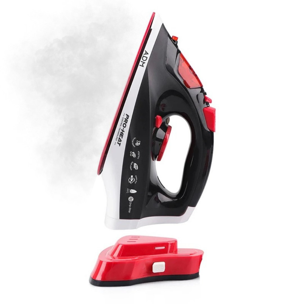 Plancha de vapor inalámbrica ADM · 2200 W, suela cerámica, vapor vertical
