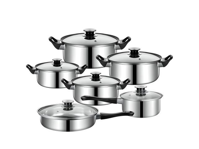 Batería de cocina 12 piezas O068 · acero inoxidable