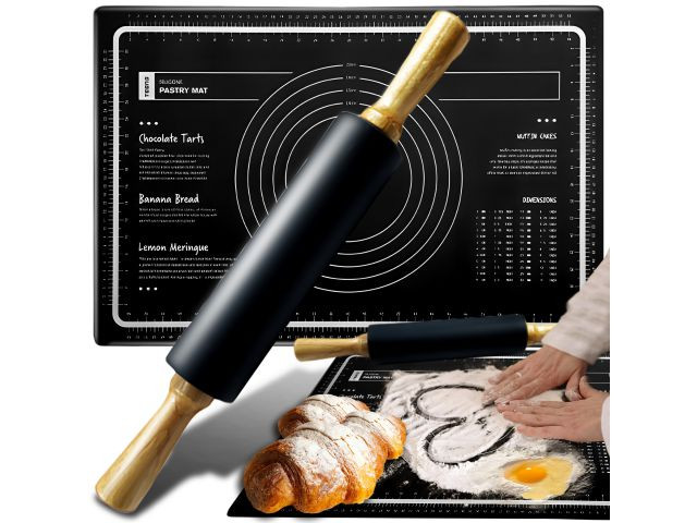 Tapete de amasar XXL con rodillo OR1037 · silicona