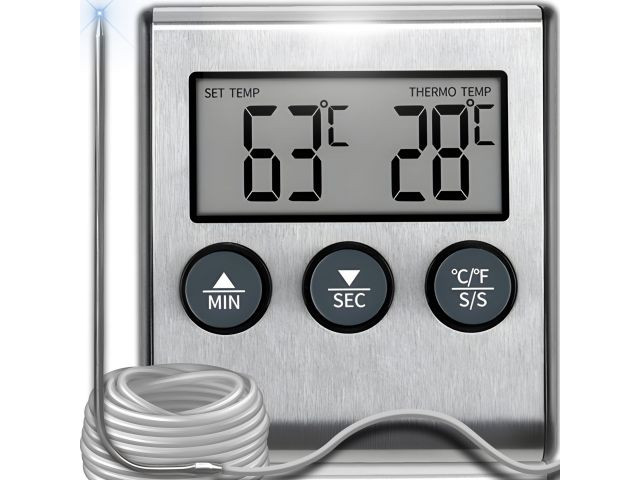 Termostato con sonda para horno y ahumador · 250 °C