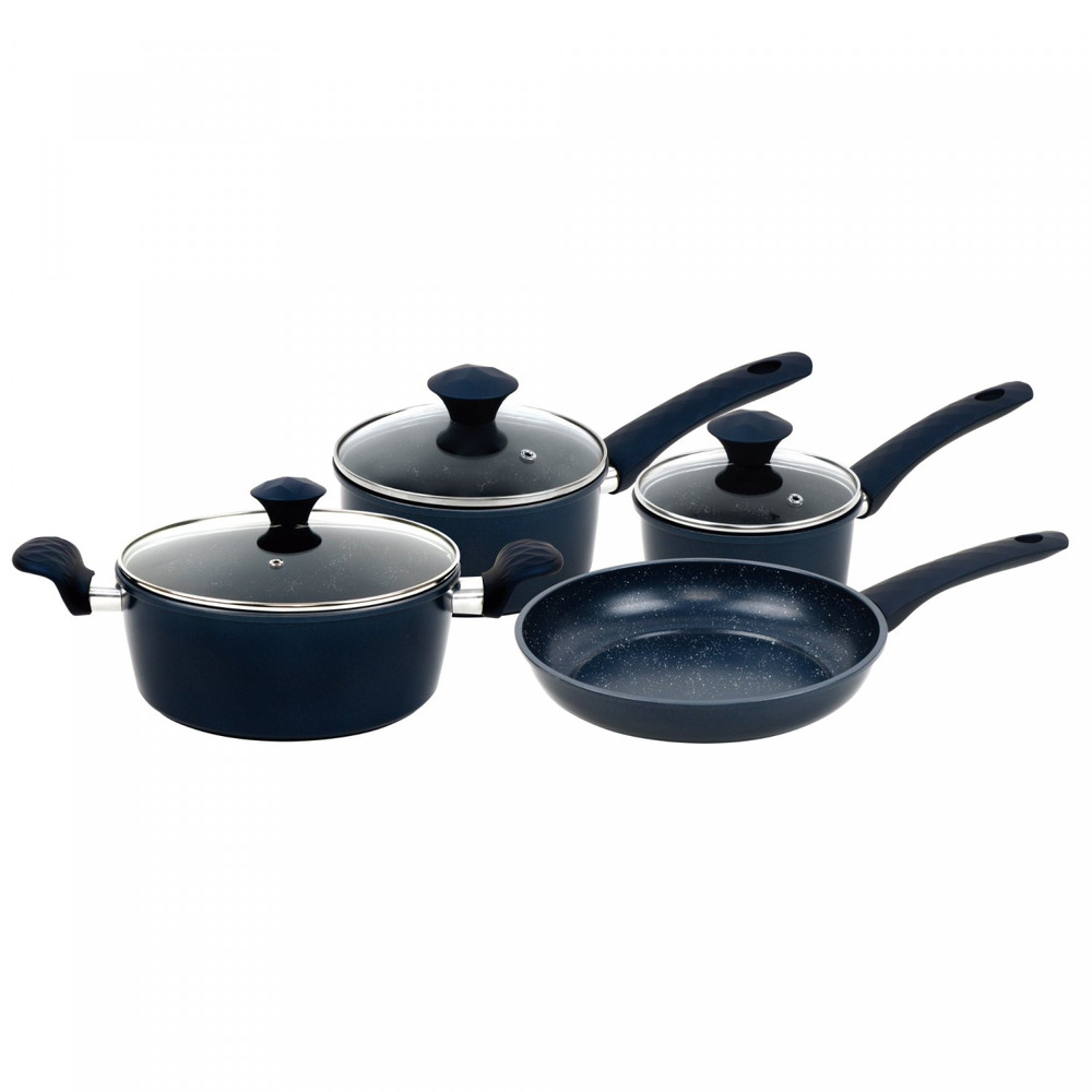 Batería 7 piezas mármol apta para horno · azul · Herzberg