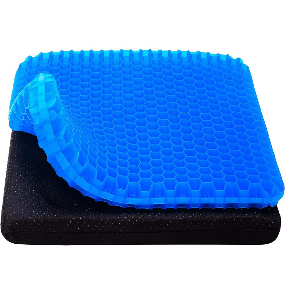 Cojín de asiento de gel 42 x 37 cm con funda antideslizante