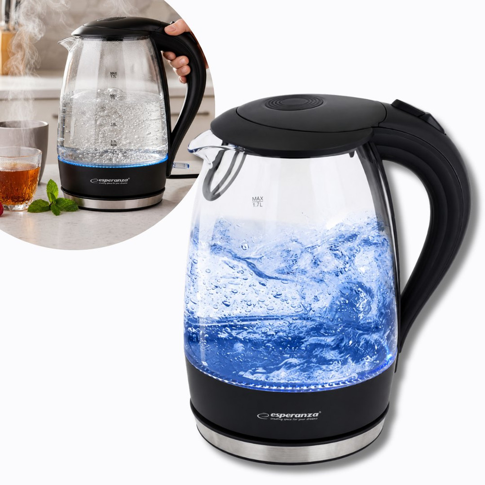 Hervidor eléctrico de cristal Esperanza SALTO ANGEL · 1,7 L y 2200 W