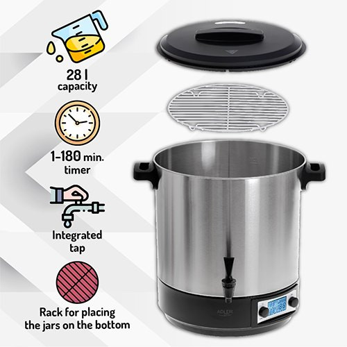 Olla de pasteurización eléctrica Adler AD 4496 · 28 litros con grifo