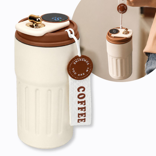 Caneca térmica de aço inoxidável 450 ml · com indicador de temperatura