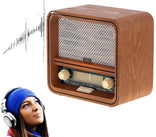 Radio retro Camry CR 1188 · madera, FM/AM, Bluetooth, USB